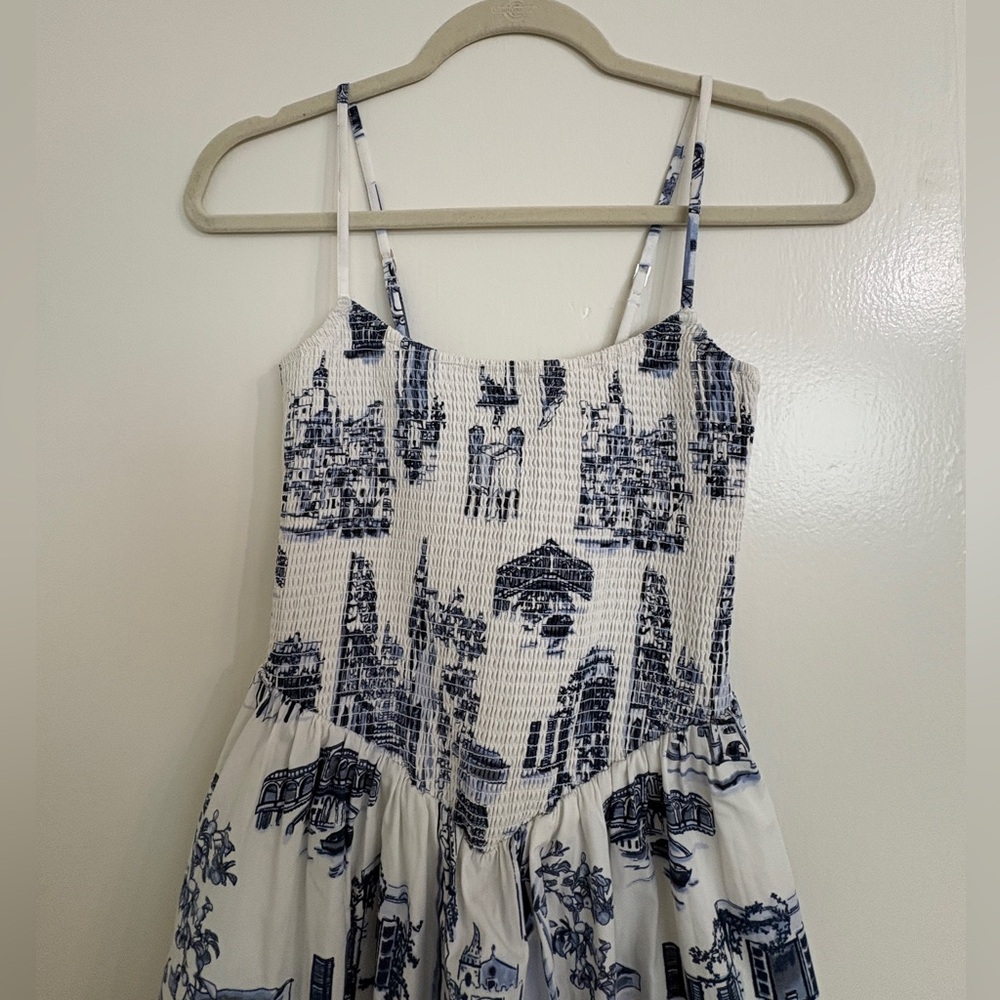 Abercrombie & Fitch Dipped-Waist Smocked Midi Dress - Picture 3 of 5